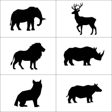 Bir fil geyiği, gergedan kurdu ve beyaz bir yaban domuzu içeren bir ağ.