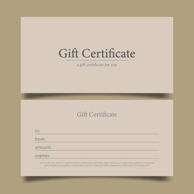Basit minimalist hediye çeki, vektör illüstrasyonu.
