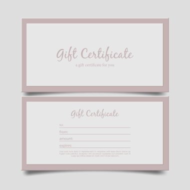 Güzel hediye çeki şablonu, vektör illüstrasyonu.