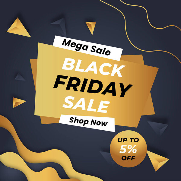 Black Friday Sale Banner для онлайн и офлайн рекламы. Мега Сале. Скидка до 5%. Магазин. Иллюстрация. Вектор. Плакат "Чёрная пятница".