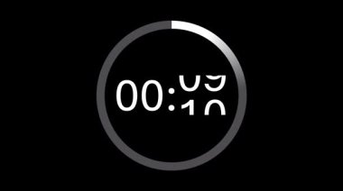 Geri sayım 100 Zamanlayıcı. 10 saniyeden 0 saniyeye yuvarlak zaman çizelgesi animasyonu. 10 saniye geri sayım başladı. Geri sayım Hareketi Grafikleri.