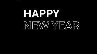 Siyah perde arkasında mutlu yıllar. Mutlu yeni yıl kutlamaları. 4k hareket grafikleri. Soyut Video.