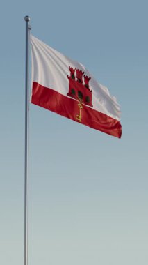 Gibraltar Bayrağı Kusursuz Döngü Sinematik Gerçekçi Dalgalanan Mavi Gökyüzü