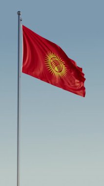 Kırgızistan Bishkek Bayraksız Döngüsü Sinematik Gerçekçi Dalgalı Mavi Gökyüzü
