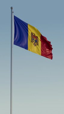 Moldova Chisinau Bayrağı Kusursuz Döngüsü Sinematik Gerçekçi Dalgalı Mavi Gökyüzü