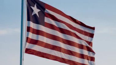 Liberya, Monrovia: Mavi Gökyüzüne Karşı Ulusal Bayrak Dalgalanıyor