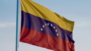 Venezuela, Caracas: Mavi Gökyüzüne Karşı Ulusal Bayrak Dalgalanıyor