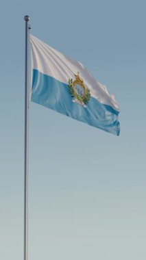 San Marino, San Marino: Sinema Dalgalanan Ulusal Bayrak Mavi Gökyüzüne Karşı Kusursuz Döngü