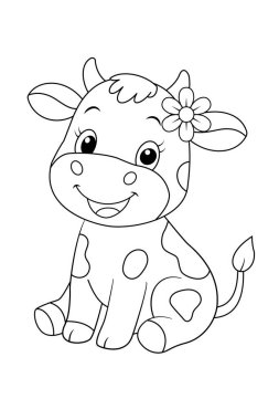Cute Baby Cow Coloring Page for Kids