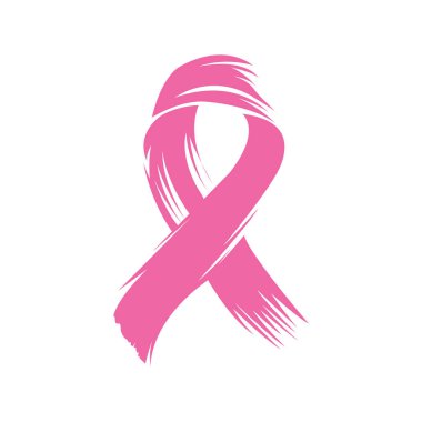 Fırça darbesi dokusuna sahip stilize pembe kurdele göğüs kanseri farkındalığını, umudu ve desteği simgeliyor. Sağlık kampanyaları, yardım etkinlikleri ve dijital medya için ideal.
