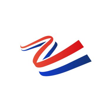 Soyut kırmızı, beyaz ve mavi akışkan kurdele tasarımı dinamik ve zarif bir görüntü yaratıyor. Vatansever temalar, kurumsal markalaşma ya da şenlikli etkinlikler için ideal..