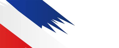 Modern fırça darbesi tasarımı ile vatansever kırmızı, beyaz ve mavi renkler içeren dinamik soyut bir arka plan. Ulusal etkinlikler, spor ve pazarlama malzemeleri için ideal.