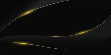 Soyut altın parıldayan çizgiler ve ince koyu gri kavisli paneller ile gösterişli koyu bir arka plan. Zarif, modern ve kurumsal tasarımlar, sunumlar veya web sitesi başlıkları için ideal.