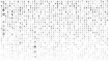 0 ve 1 numaralı ikili kodların soyut arkaplanı. Veri, teknoloji ve siber uzayı temsil eden dijital illüstrasyon. Beyaz arkaplanda kaybolan gri sayılar.