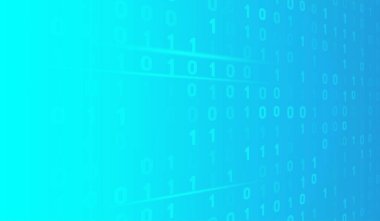 İkili kod numaraları 0, 1 olan soyut teknoloji arka planı. Siber güvenlik, programlama ve gelecekteki sunumlar için dijital veri akışı kavramı.