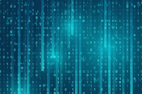 İkili kod 0 ve 1 ile soyut teknoloji arka planı. Mavi parlayan ekranda dijital veri akışı. Siber güvenlik, büyük veri ve yazılım kavramı.