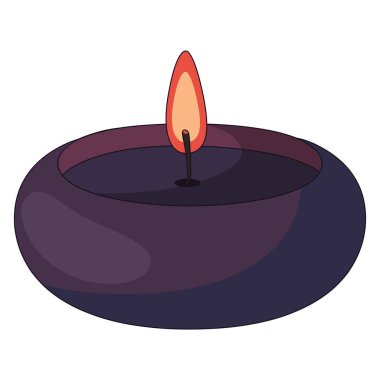 Kavanozda yanan bir alev ve balmumuyla bir mum çizimi.