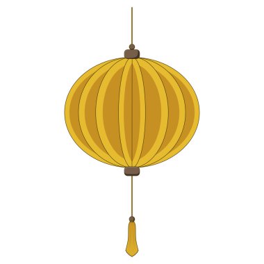 Geleneksel bir altın fenerin düz tasarım çizimi.