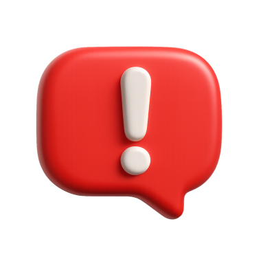 Dikkat Ünlemli Kırmızı Konuşma Baloncuğu İşaretli 3B Uyarı Simgesi Şeffaf Arkaplan 'da İzole Edildi