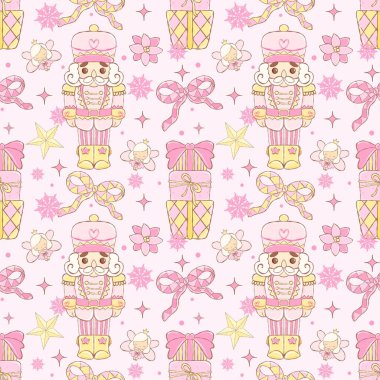 Pastel Coquette Fındıkkıran ve Hediye Kutuları Yılbaşı Kusursuz Şablonu: 124Sevimli Pembe Tatil Tasarımı