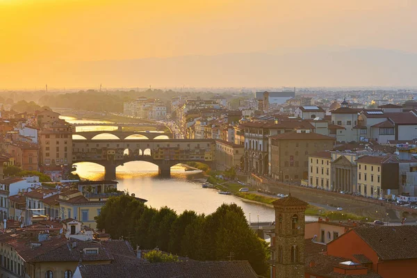 Florenz Italien Juli 2017 Blick Auf Den Fluss Arno Und — Stockfoto