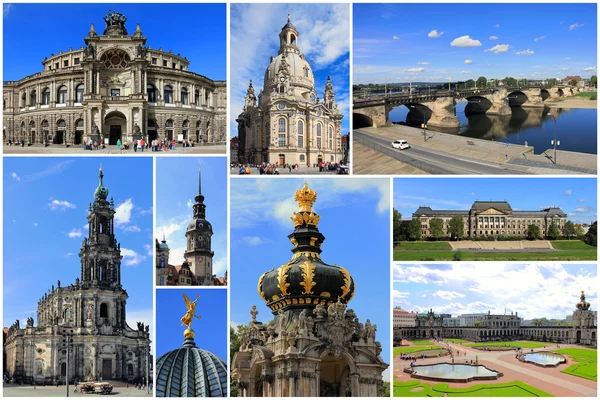 Ориентиры коллажа Дрездена, Саксония в Германии — стоковое фото