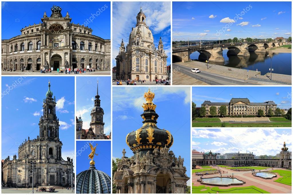 Landmarks collage of Dresden, Saxony in Germany Stock Editorial Photo