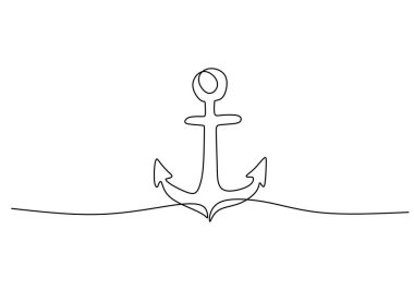 Denizcilik çapasının kesintisiz bir çizimi. İstikrar, umut ve güvenliğin sembolü. Düzenlenebilir felçli minimalist vektör çizimi.