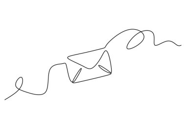 Sürekli bir zarf çizimi. İletişim, posta ve mesajların sembolü. Düzenlenebilir felçli minimalist vektör çizimi.