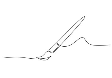 Bir boya fırçası, bir çizgi çizimi. Uzun saplı ve kıllı uçlu, eli minimalist tarzda çizilmiş. Sanat, resim ve yaratıcılığın sembolü.