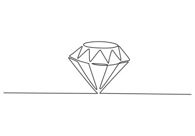 Elmas değerli taş sürekli bir çizgi çiziyor. Geometrik çizgilerle, el çizimi minimalist tarzda. Lüks, servet ve değerli mücevherlerin sembolü..