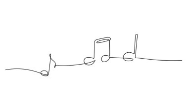 Yüzen müzik notalarının kesintisiz bir çizimi ve minimalist tarzda çizilmiş üç tuşlu bir anahtar. Müzik eğitimi ve sanatsal yaratıcılığın sembolü.