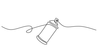 Graffiti Sprey Boya Kutusu Minimalist Devamlılık Çizgisi Sanatı. Soyut Şehir Biçimi Sembolü. Creative Street Sanat ve Dekorasyon Konseptinin Vektör İllüstrasyonu.