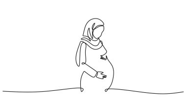 Hamilelik öncesi bakımın sembolü olan karnında tesettürlü hamile bir Müslüman kadının sürekli çizdiği bir çizgi..