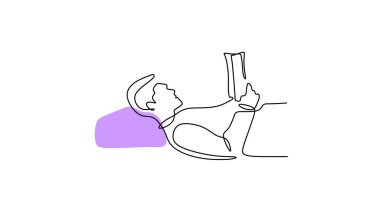 Genç bir çocuk sürekli çizim yapan bir kitaptan öğreniyor. Eğitim bilgisi ve yaratıcı hayal gücü vektörü illüstrasyon el çizimi.