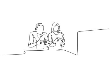 Dijital eğlence ve oyun vektörü çizimi. Bir video oyunu denetleyicisi sürekli bir çizgi çiziyor.