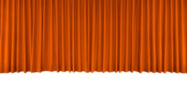 Orange curtains, separated curtains on a white background.