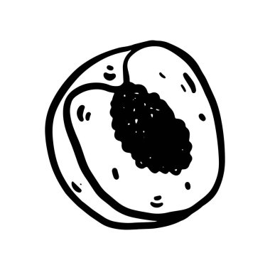 Doodle vektör şeftali çizimi, el çizimi.