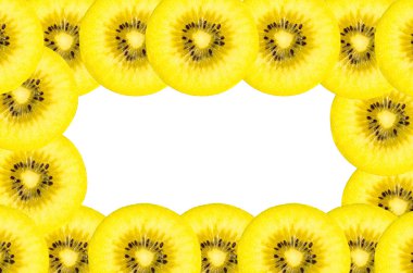 Beyaz zemin üzerine altın Ne izole yakın çekim sarı kivi