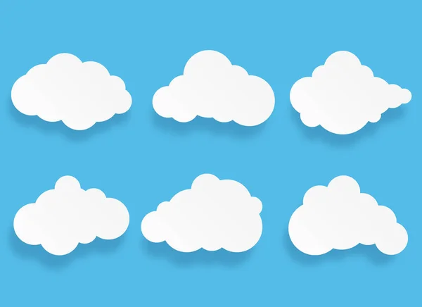 Paper art with cloud speech bubble set. 	