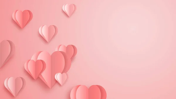 Corazón Origami Volando Sobre Fondo Rosa Diseño Concepto Amor Para — Vector de stock