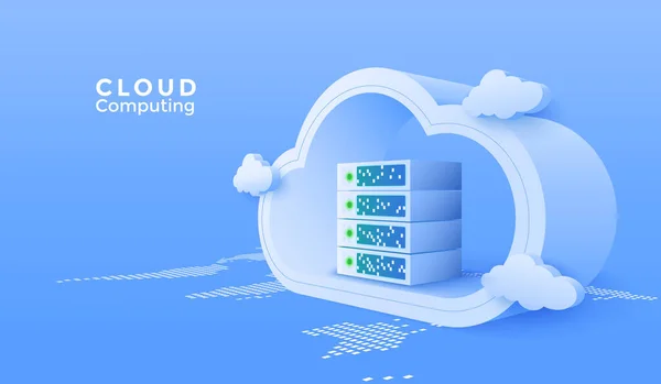 Cloud Computing Online Service Digital Technology Background Vector Art Illustration — Vetor de Stock