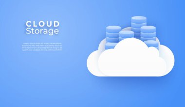 3D Cloud çevrimiçi bilgisayar servisi. Dijital teknoloji geçmişi. Vektör sanatı illüstrasyonu