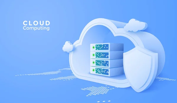 Cloud Computing Online Service Digital Technology Security Background Vector Art — Stock Vector