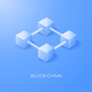 Hat bağlantısı ile 3D kutulu iletişim. Engelleme teknolojisi arka plan simgeleri. vektör illüstrasyonu