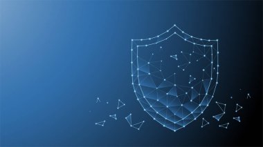Noktalı ve çizgili kalkanlar geometrik arkaplan. bağlantı teknolojisi koruma kavramı. vektör sanat illüstrasyonu