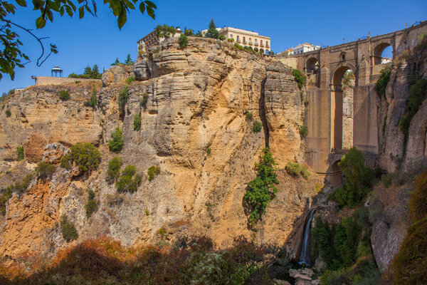 Old Stone Bridge at Ronda near Malaga, Andalusia, Spain. Picture taken  23 september 2020.