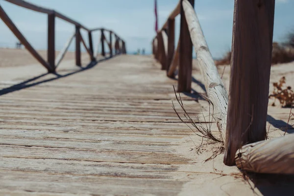 Weg Naar Oceaan Houten Pier Tarifa Cdiz Spanje — Stockfoto