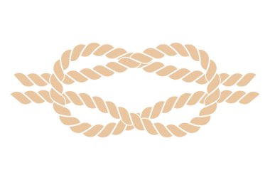 Kahverengi bobinli halat simgesi. Sekiz deniz mili şeklinde bağlanmış denizci kahverengi bir ip. vektör illüstrasyonu.