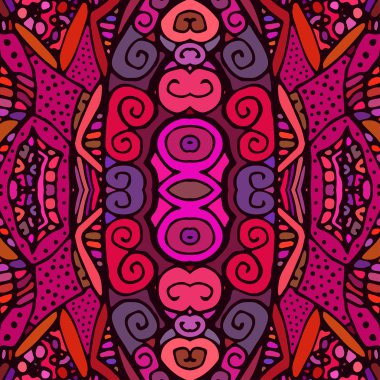 Vektör sorunsuz doku. Sonsuz arka plan koyu kırmızı. Etnik seamless modeli. Parlak desen. Yaz şablonu.